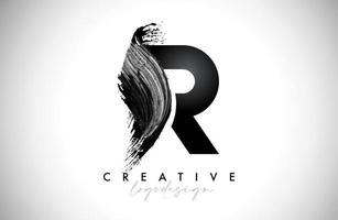 brev r logotyp borsta stroke med konstnärlig vattenfärg måla borsta ikon vektor design