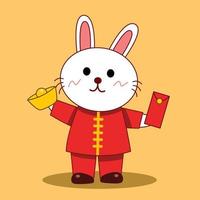 söt kanin med kinesisk ny år. karaktär design. vektor illustration