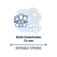 Multi-Stakeholder-Genossenschaften hellblaues Konzeptsymbol. Multi-Mitgliedschaft abstrakte Idee dünne Linie Illustration. verschiedene Rollen. isolierte Umrisszeichnung. editierbarer Strich. vektor