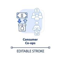Verbrauchergenossenschaften hellblaues Konzeptsymbol. die kombination von kunden verlangt eine abstrakte idee, dünne linienillustration. Mitglieder braucht. isolierte Umrisszeichnung. editierbarer Strich. vektor