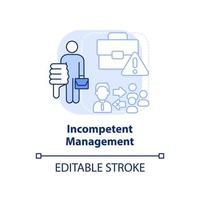inkompetentes Management hellblaues Konzeptsymbol. Genossenschaft Nachteil abstrakte Idee dünne Linie Illustration. isolierte Umrisszeichnung. editierbarer Strich. vektor