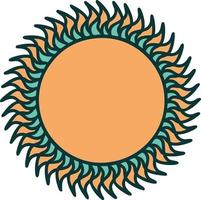 ikonisches Bild einer Sonne im Tattoo-Stil vektor