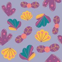 vibrerande tecknad serie blomma sömlös mönster. abstrakt färgrik blommig bakgrund. platt hand dragen vektor illustration