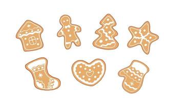 Lebkuchen-Cookie-Set isoliert auf weißem Hintergrund Handzeichnung. Vektorvorratillustration. vektor