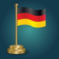 deutschland nationalflagge auf goldenem pol auf abgestuftem isoliertem dunklem hintergrund. Tischfahne, Vektorillustration vektor