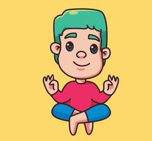 kleine Kinder machen Yoga-Pose cartoontemplate ss.cdr vektor