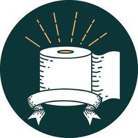 Ikone des Toilettenpapiers im Tattoo-Stil vektor