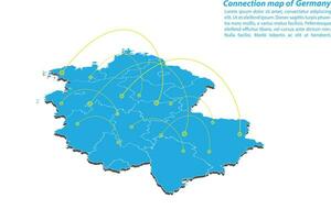 modernes deutschland kartenverbindungen netzwerkdesign, bestes internetkonzept des deutschlandkartengeschäfts aus konzeptserien, kartenpunkt- und linienzusammensetzung. Infografik-Karte. Vektor-Illustration.