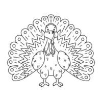 hand gezeichneter türkenvogel im gekritzelskizzenstil. Zeichnungslinie einfaches Truthahnsymbol. isolierte Vektorillustration. vektor