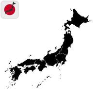 japan Karta med regioner. vektor illustration