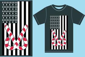 jul t-shirt design. USA flagga jul t-shirt. amerikan flagga jul skjorta. glad jul vektor