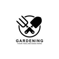 Garten-Logo. Kelle und Handgabel-Logo-Vektor vektor