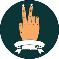 ikon av seger v hand gest med baner vektor