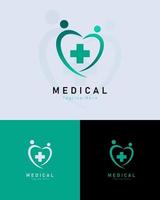 Logo-Design für medizinische Gesundheit auf verschiedenfarbigem Hintergrund vektor
