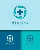 medicinsk hälsa logotyp design på annorlunda färgad bakgrund vektor