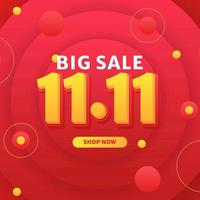 11 11 Hot Deal Shopping Day Rabatt Sale Angebot Promotion Flyer Banner Konzept vektor