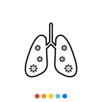 lungor smittad förbi virus platt design element, ikon, vektor och illustration.