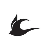 Einfaches Logo-Template-Design Silhouette einer Martin-Martlet-Schwalbe, die schwebt. vektor