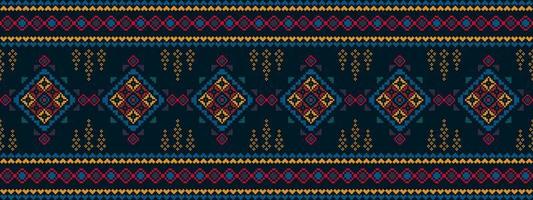 ikat ethnisches nahtloses muster-hauptdekorationsdesign. aztekischer stoffteppich boho mandalas textil schmücken tapeten. Stammes-natives Motiv traditioneller Stickereivektor illustrierter Hintergrund vektor