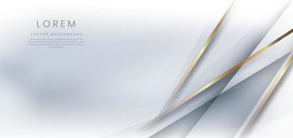eleganter diagonaler weißer und grauer luxushintergrund mit goldenem rand. Vorlage Premium-Award-Design. vektor