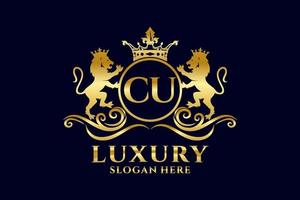 Initial Cu Letter Lion Royal Luxury Logo Vorlage in Vektorgrafiken für luxuriöse Branding-Projekte und andere Vektorillustrationen. vektor