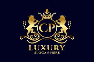 Initial cp Letter Lion Royal Luxury Logo Vorlage in Vektorgrafiken für luxuriöse Branding-Projekte und andere Vektorillustrationen. vektor