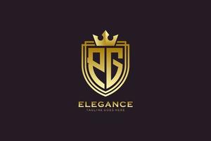 Initial pg Elegantes Luxus-Monogramm-Logo oder Abzeichen-Vorlage mit Schriftrollen und Königskrone – perfekt für luxuriöse Branding-Projekte vektor