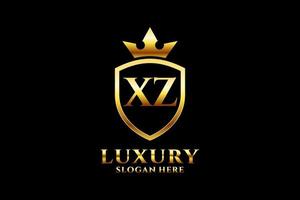 Initial xz Elegantes Luxus-Monogramm-Logo oder Abzeichen-Vorlage mit Schriftrollen und Königskrone – perfekt für luxuriöse Branding-Projekte vektor
