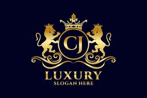 Initial cj Letter Lion Royal Luxury Logo Vorlage in Vektorgrafiken für luxuriöse Branding-Projekte und andere Vektorillustrationen. vektor