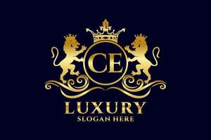 Initial ce Letter Lion Royal Luxury Logo Vorlage in Vektorgrafiken für luxuriöse Branding-Projekte und andere Vektorillustrationen. vektor