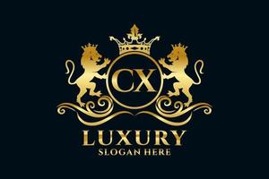 initial cx letter lion royal luxus logo vorlage in vektorgrafiken für luxuriöse branding-projekte und andere vektorillustrationen. vektor