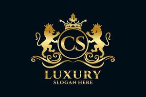 Initial cs Letter Lion Royal Luxury Logo Vorlage in Vektorgrafiken für luxuriöse Branding-Projekte und andere Vektorillustrationen. vektor