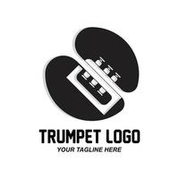 Trompetenlogodesign, erzeugen Melodie, Musikinstrumentvektorskizzenillustration vektor