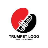 Trompetenlogodesign, erzeugen Melodie, Musikinstrumentvektorskizzenillustration vektor