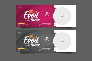 lebensmittelwerbung social media cover banner template design, satz von modernen flachen restaurant business social cover, banner, social media post, timeline cover, web banner, template design vektor