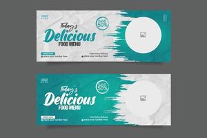 lebensmittelwerbung social media cover banner template design, satz von modernen flachen restaurant business social cover, banner, social media post, timeline cover, web banner, template design vektor