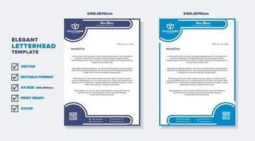 Moderne, elegante Briefkopfvorlage für stationäres Design für Unternehmen mit bearbeitbarem Format in blauer Farbe vektor