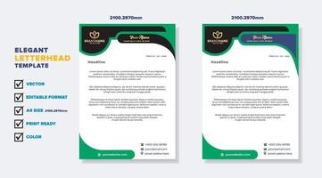 Moderne, elegante Briefkopfvorlage für stationäres Design für Unternehmen mit bearbeitbarem Format in grüner und blauer Farbe vektor