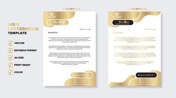 goldene luxus-briefkopf-designvorlage für firmenbriefpapierdesign vektor