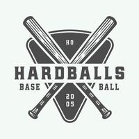 vintage baseball sport logo, emblem, abzeichen, marke, etikett. monochrome Grafik. Illustration. Vektor. vektor