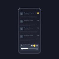 podcast app och spelare, mobil ui design, vektor gränssnitt med telefon attrapp
