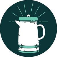 ikon av en tatuering stil kaffe pott vektor