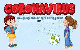 coronavirus tema med hosta och luftspridande bakterier vektor