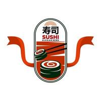 sushi logotyp design. japansk mat sushi logotyp vektor