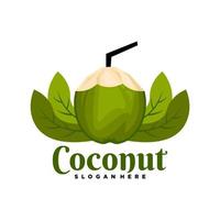 kokos logotyp. logotyp design med färsk kokos illustration vektor. lämplig för färsk kokos affär logotyp vektor