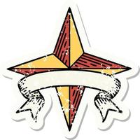 Grunge-Aufkleber mit Banner eines Sterns vektor