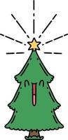 Weihnachtsbaum im traditionellen Tattoo-Stil mit Stern vektor