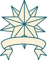 Tattoo mit Banner eines Sterns vektor
