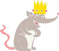 platt Färg stil tecknad serie råtta kung skrattande vektor
