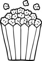 linje teckning tecknad serie popcorn vektor